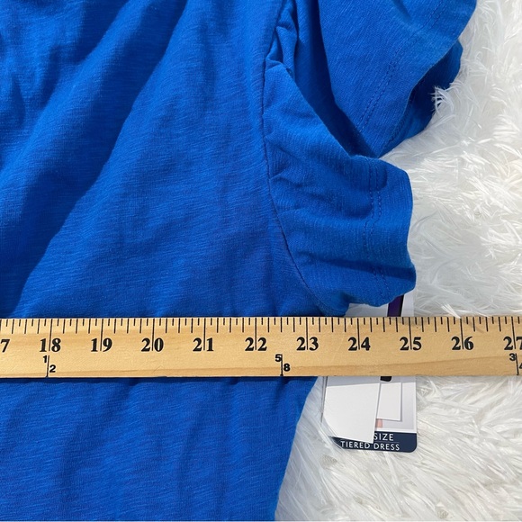 Seven7 Womens Tied Dress Size 2X Blue Short Sleeve Pockets Pullover Casual - Picture 7 of 9